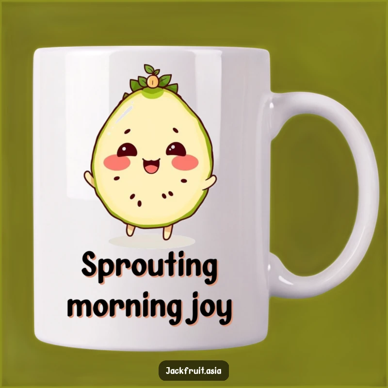 Funny Jackfruit Seedling Mug: Rosy Cheeks Character, Whimsical Funny Gift
