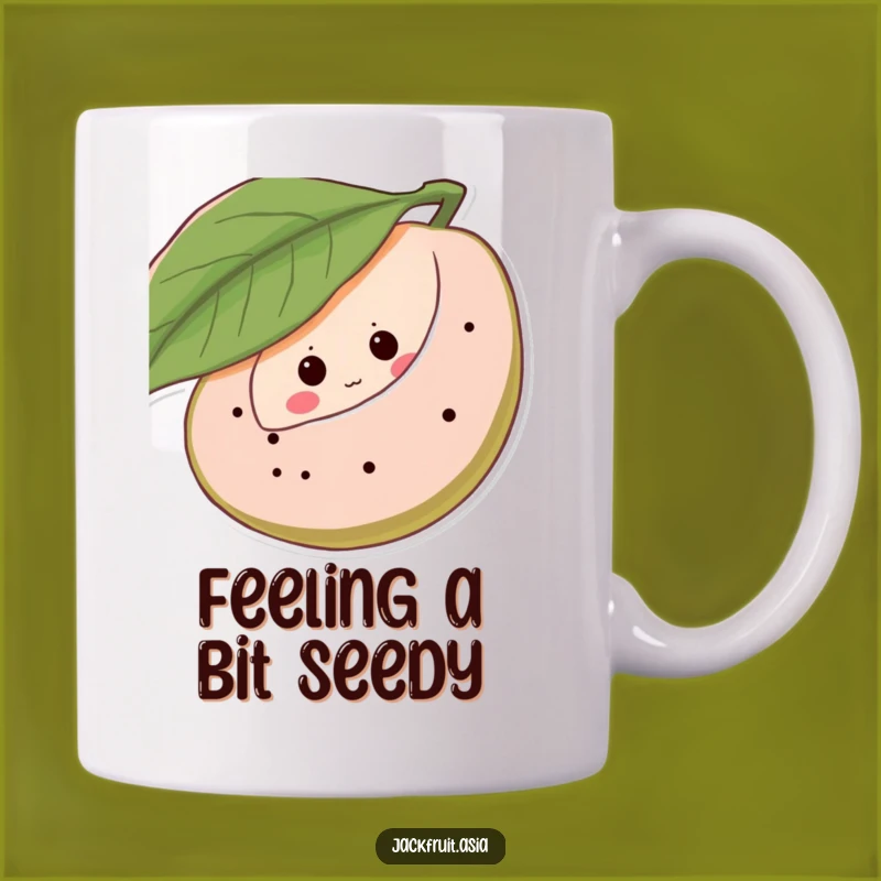 Funny Shy Jackfruit Mug, Adorable Fruit Character Peeking, Hilarious Gift Idea