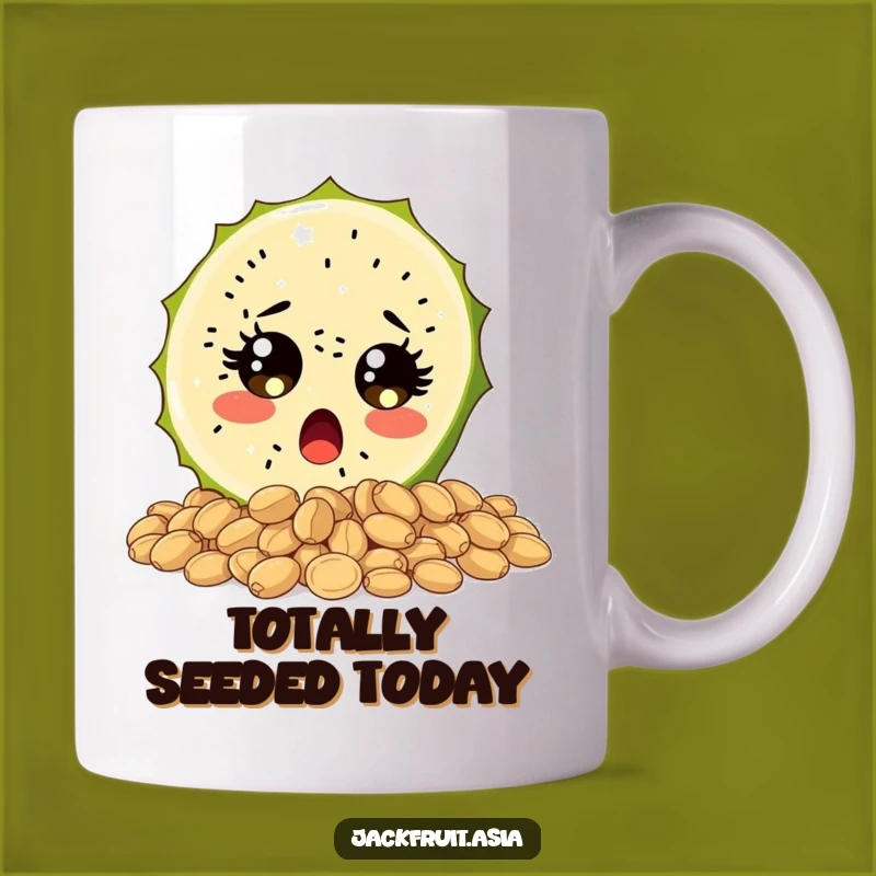 Funny Surprised Jackfruit Mug, Wide-Eyed Fruit Slice, Hilarious Gift Idea