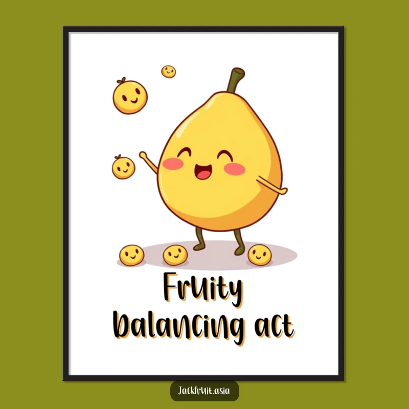Funny Jackfruit Juggler Digital Art: Cheerful Fruit Download, Instant Funny Gift