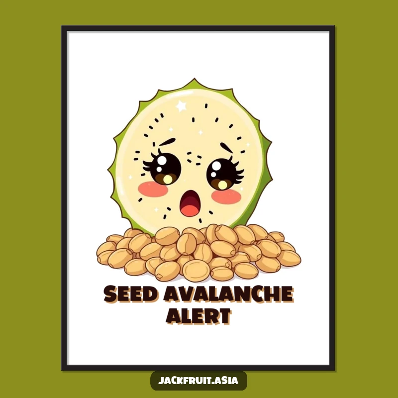 Funny Surprised Jackfruit Poster, Whimsical Fruit Art, Hilarious Wall Decor Gift