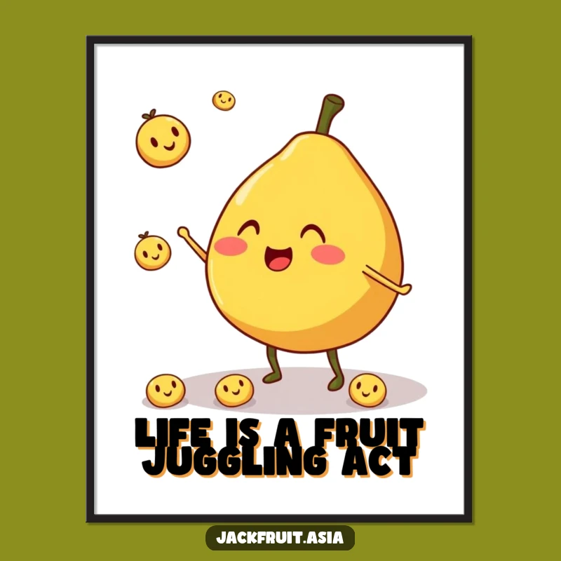 Free Printable Wall Art: Jackfruit Juggler - Whimsical Fruit Art Download